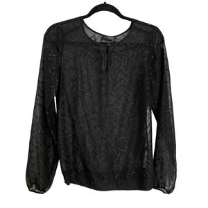 The Limited Womens Sheer Black Dressy Top Elastic Waist & Sleeves Size Small